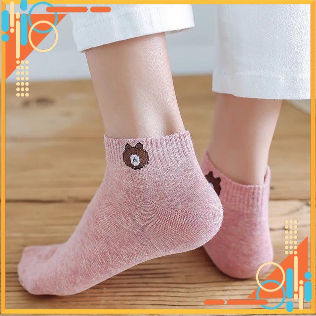 Set 10 đôi tất gấu cute đủ màu kèm túi đựng xinh xắn
