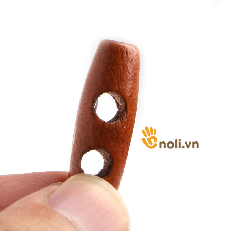 Cúc gỗ dài 2 lỗ 3cm trang trí (gói 10 cái)
