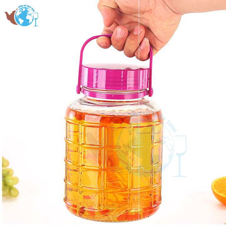 [HCM]Bình ngâm rượu thủy tinh 2 lít quai xách