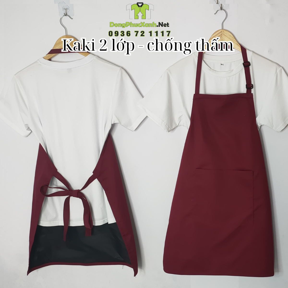 Tạp dề màu Đỏ Đô Hàng Cao Cấp
