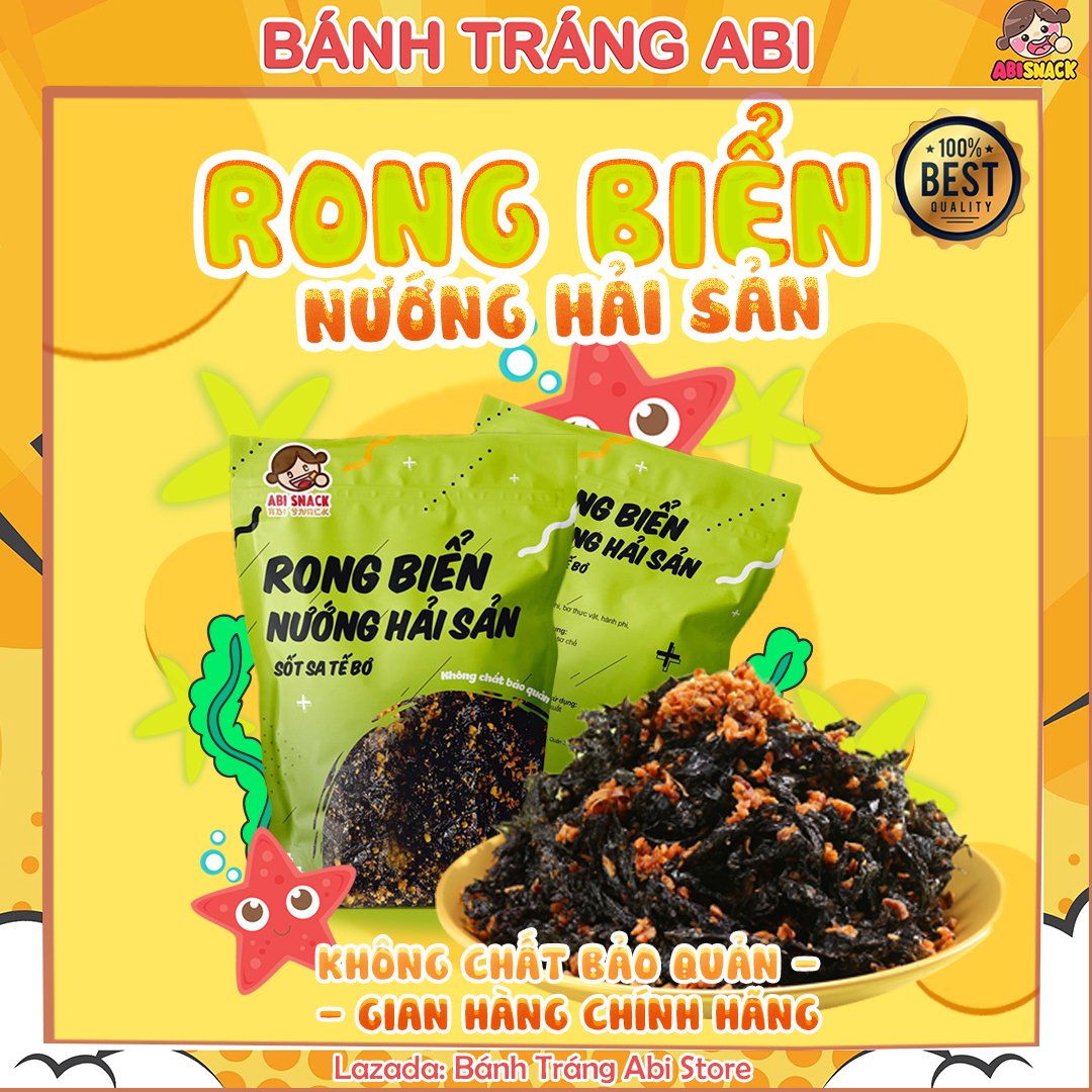 Rong Biển Nướng Hải Sản gây nghiện gói 50g Abifood-ABI SNACK-TẶNG KHẨU TRANG TỪ 2 BỊCH