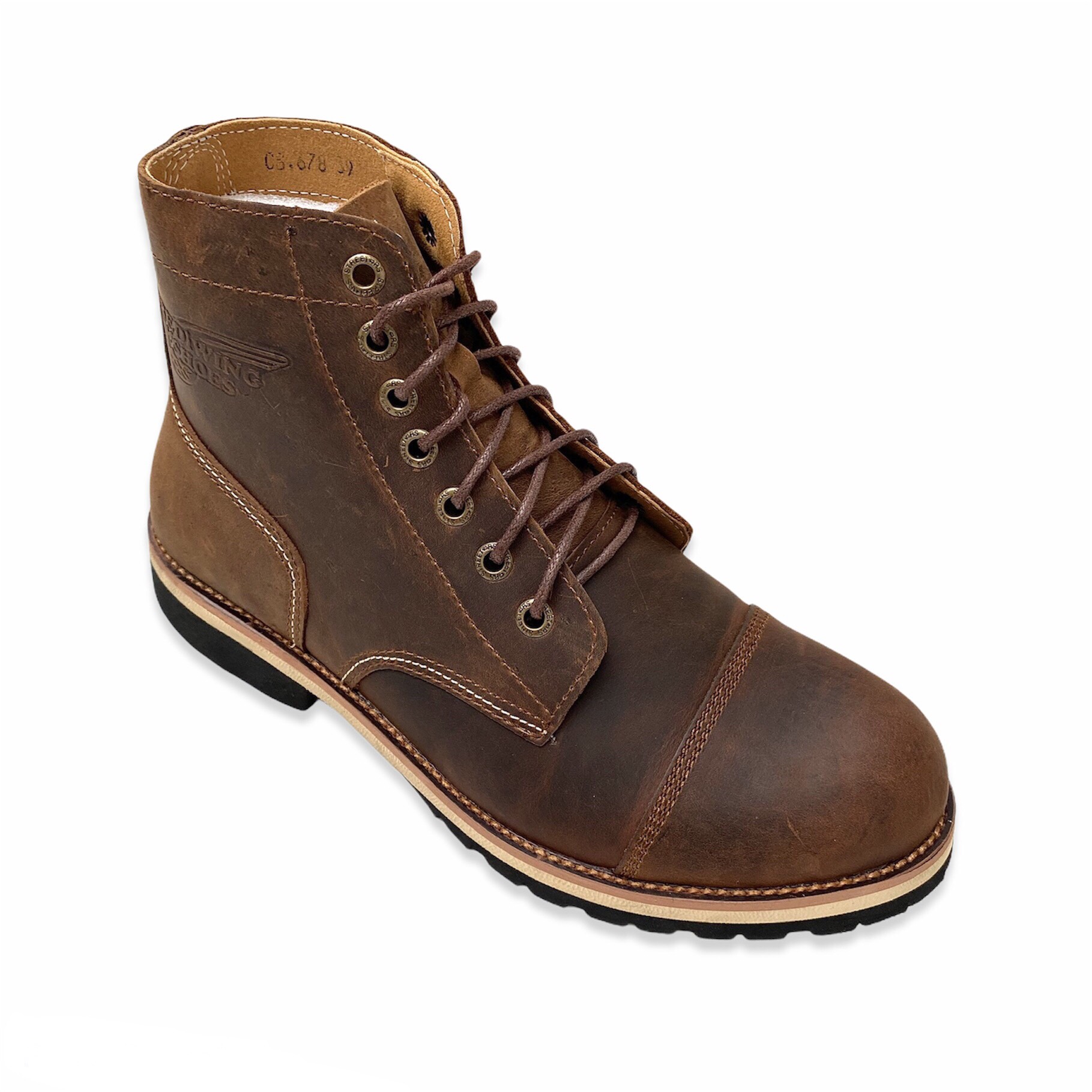 Giày Da Nam Cổ Cao - Giày Boots Nam Tefoss Da Bò Thật 100% HN678 Nâu
