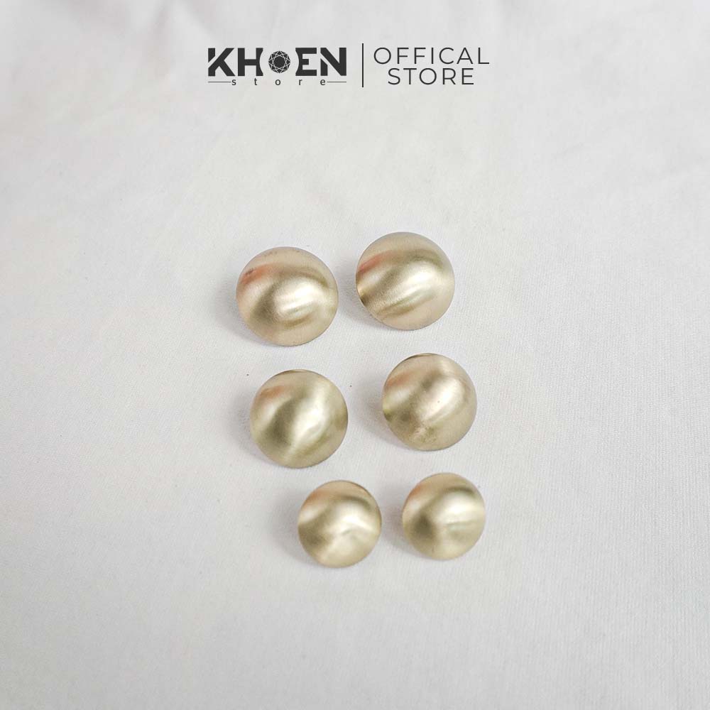 (1 Đôi) Bông tai nữ nút vàng bạc - Khoen store