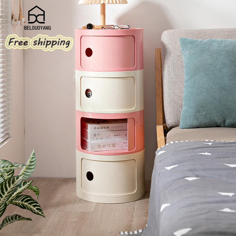 Nordic ins net red bedside table modern simple white round creative small cabinet mini simple plastic sideboard