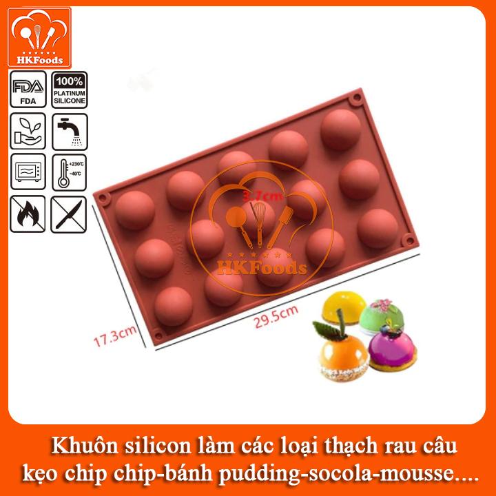 KHUÔN SILICON LÀM THẠCH RAU CÂU SOCOLA 15 LỖ BÁN CẦU