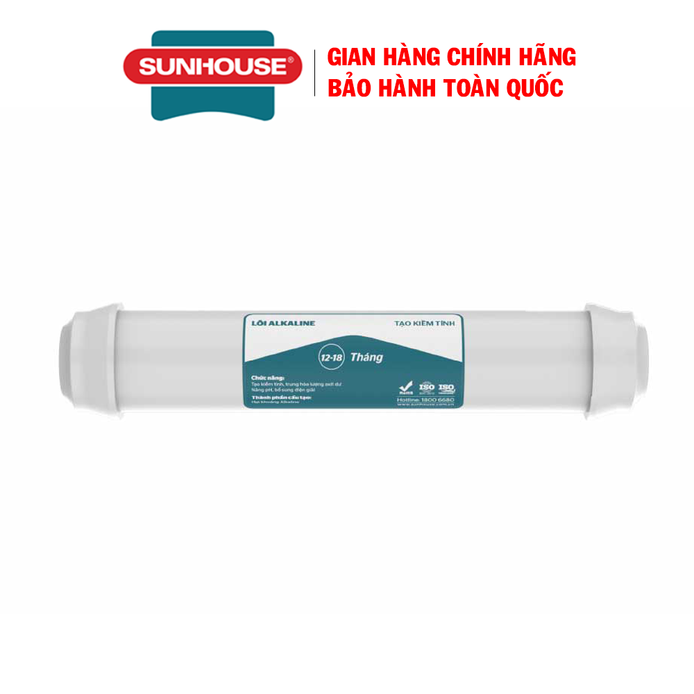 Lõi lọc nước số 7 SUNHOUSE SHA-WFALK - Lõi tạo kiềm Alkaline - Chức năng tạo kiềm tính, trung hòa lượng axit dư, nâng độ pH của nước và bổ sung điện giải