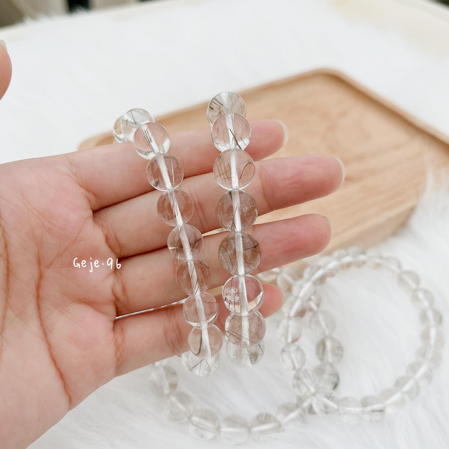 VÒNG TAY THẠCH ANH TÓC BẠCH KIM