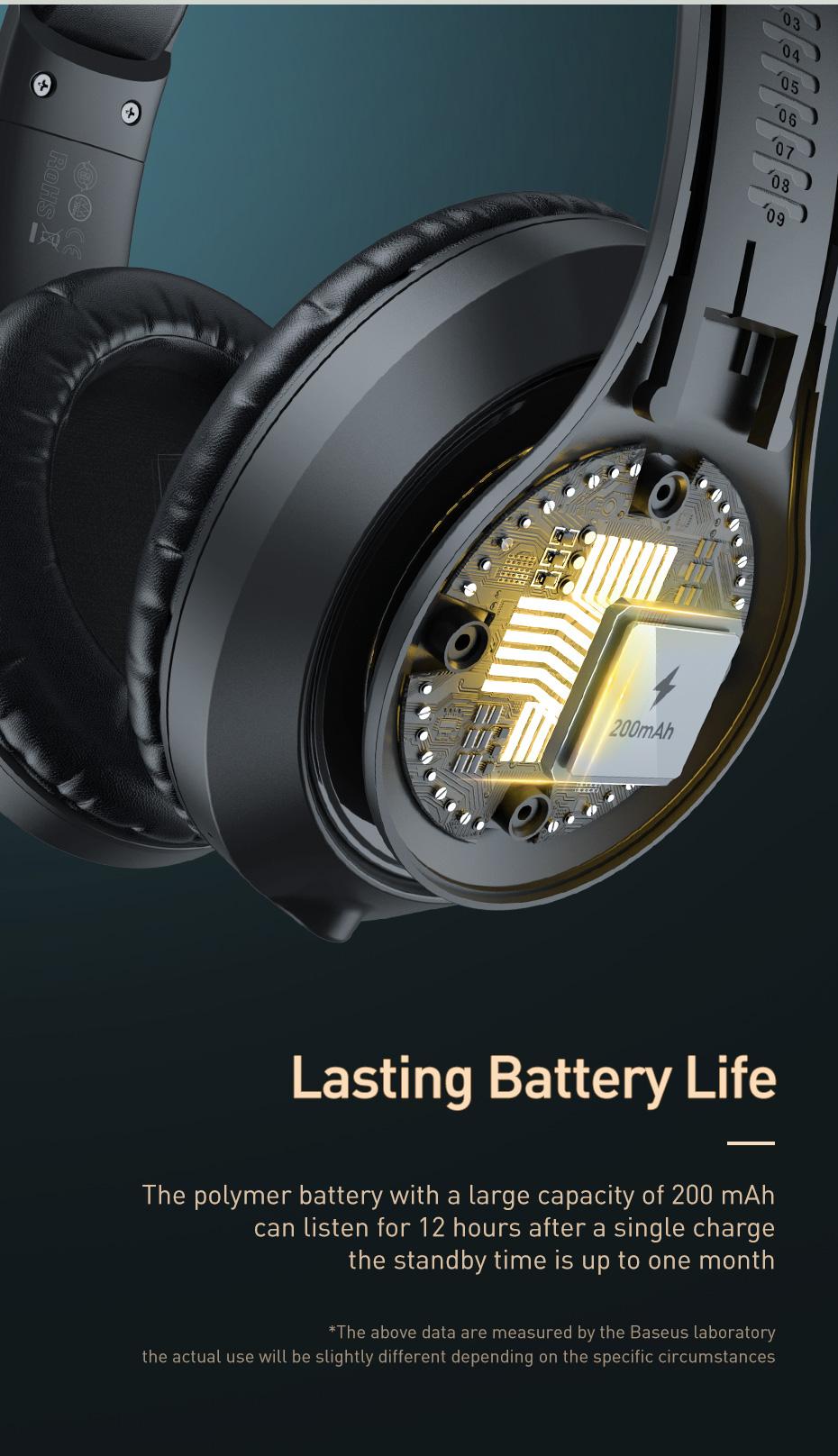 Tai nghe bluetooth 5.0 trùm đầu Baseus D07