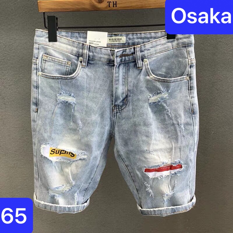 QUẦN SHORT JEAN NAM LỬNG NGỐ CHẤT BÒ XANH LÓT VẢI ĐỎ VÀNG MỚI NHẬT BẢN CAO CẤP OK-65 - OSAKA FASHION