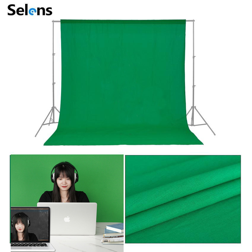 Selens Solid Color Green Screen Backdrop Polyester Background with 2 x Backdrop Clamps for Photoshoot Studio Video and Televison
