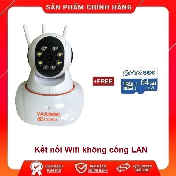 Camera IP wifi giám sát trong nhà Yoosee 3 râu 3.0MP Full HD xoay 360 độ có màu ban đêm đàm thoại 2 chiều