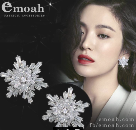 Bông tai nụ 6 cánh đá cc