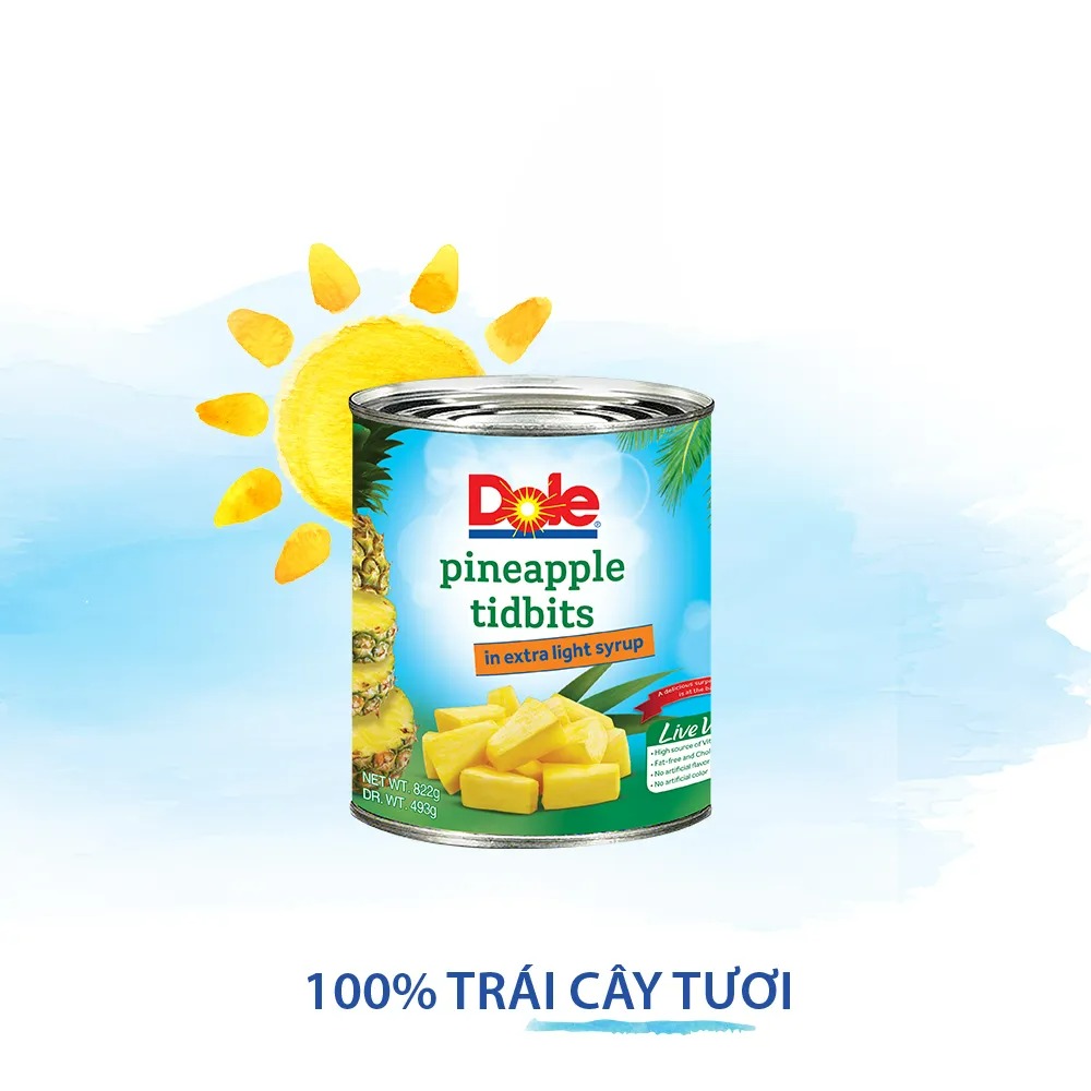 [MUA 2 GIẢM 9%][VOUCHER 50K ĐƠN 209K]Dứa Miếng Nhỏ Dole (822g)
