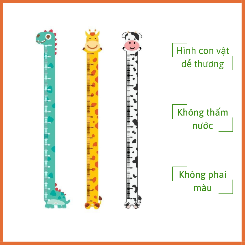 Decal dán tường - Thước đo chiều cao cho trẻ, kích thước đo 170cm