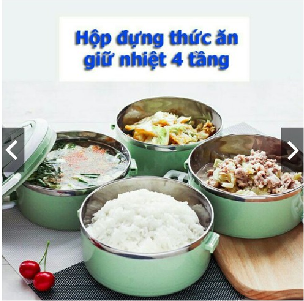Cặp Lồng Đựng Cơm Lúa Mạch 4 Tầng Ruột Inox
