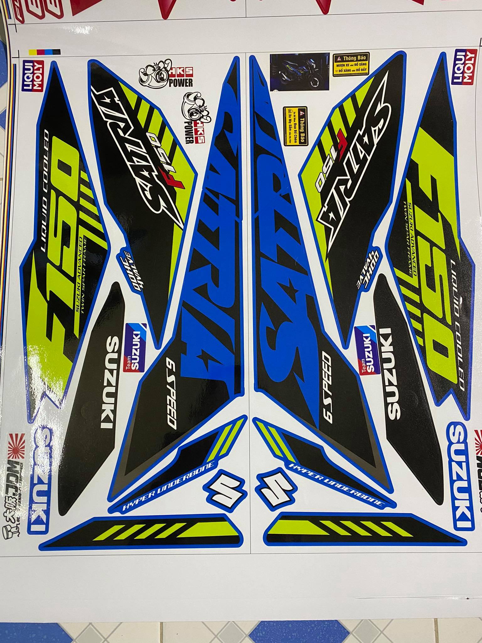 [HCM]TEM RỜI SATRIA HAY RAIDER FI 2021 DÁN CHO XE XANH GP TẶNG TEM DÁN XI NHAN