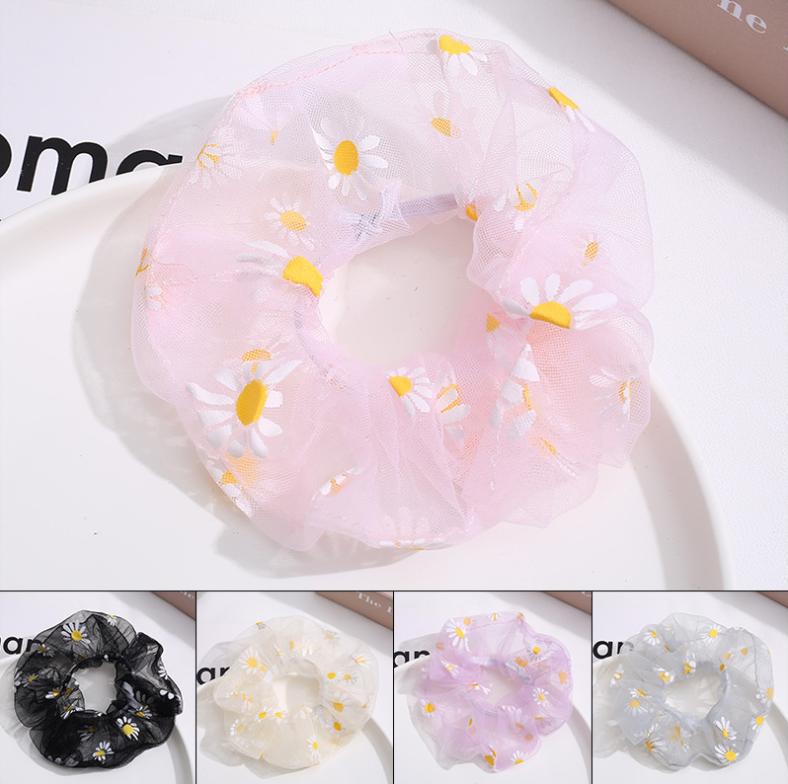 Buộc Tóc Hoa Cúc Vải Lưới Siêu Cute