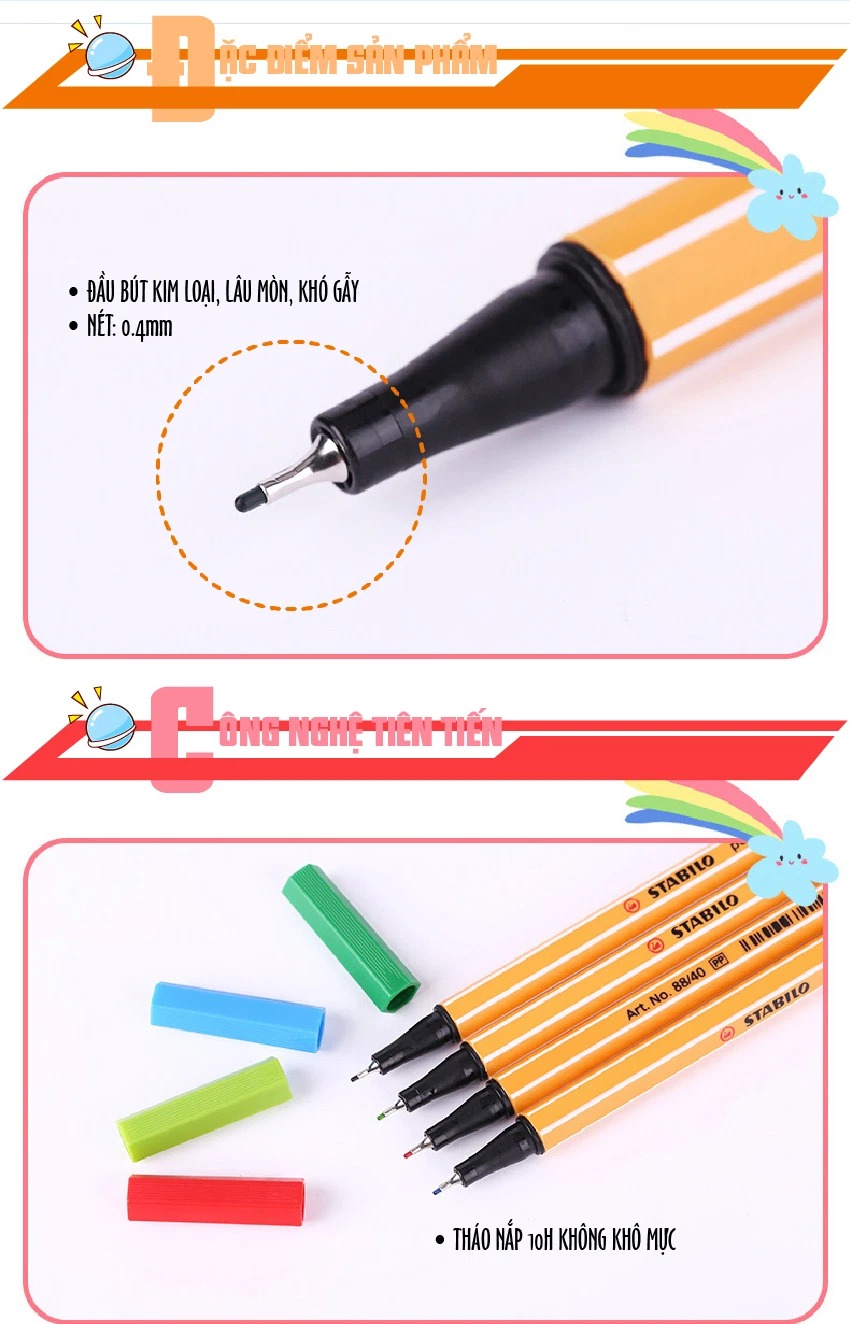 Bộ 10 Bút kim STABILO Point 88 0.4mm