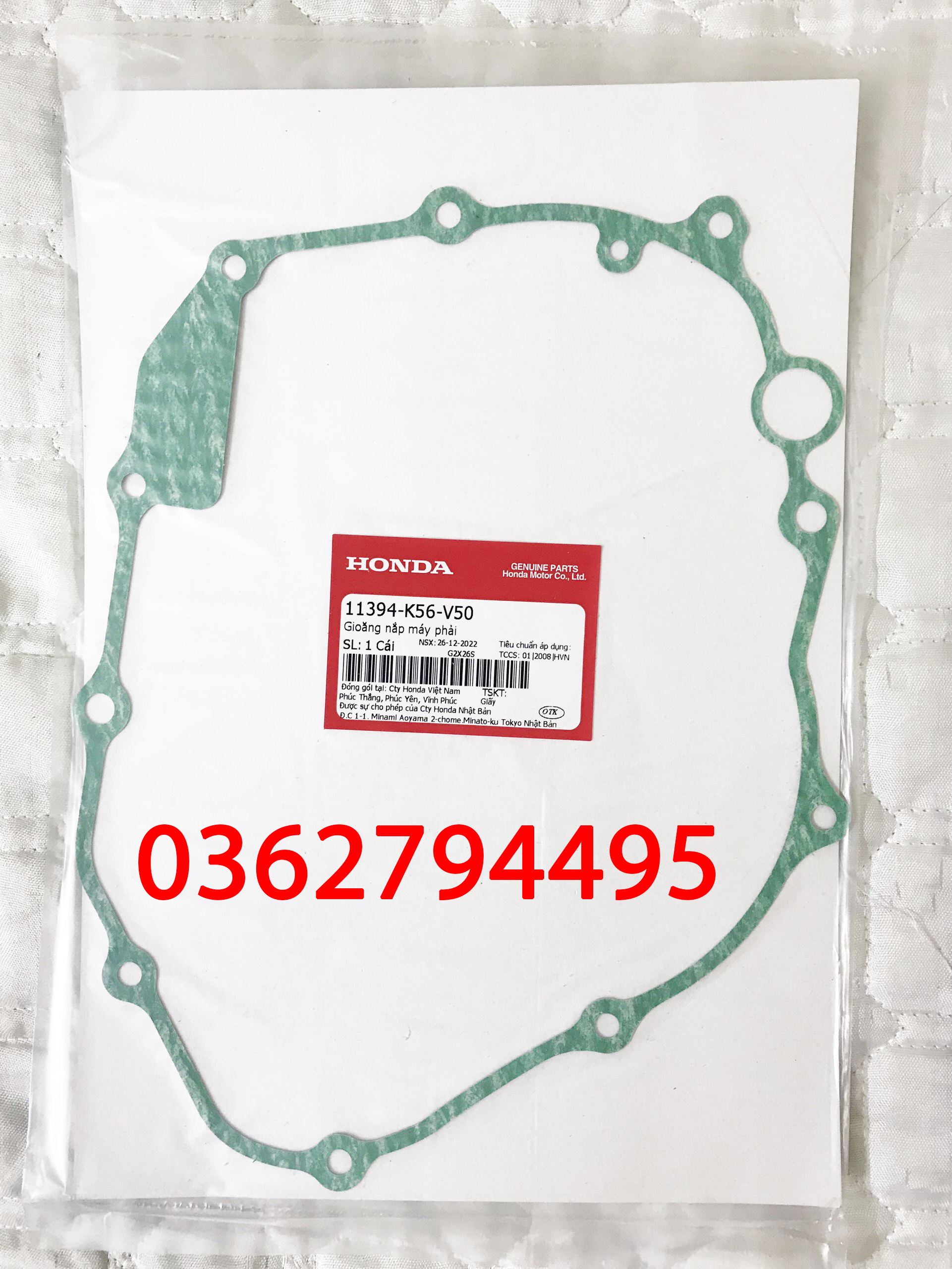 Gioăng bên côn/Gioăng nắp máy phải/Ron nồi Winner v1/Sonic/ Winner X/Winner V3 Zin chính hãng Honda