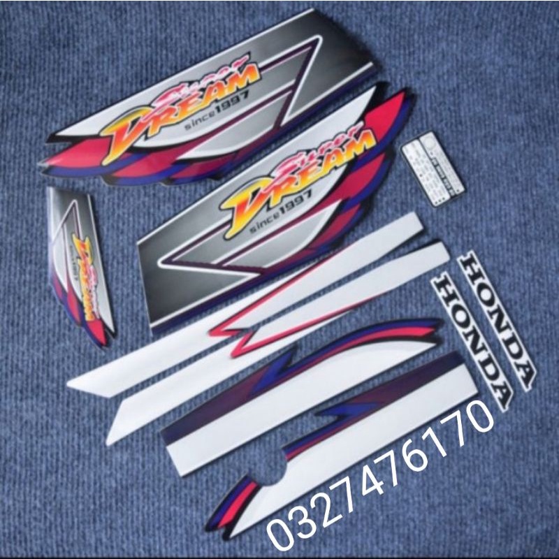 Bộ tem decal xe Super Dream limited 2007 tím 3 lớp