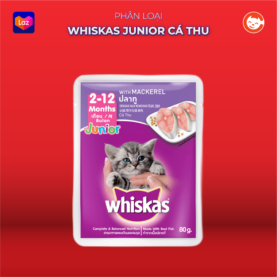 Pate Whiskas Junior - Thức Ăn Cho Mèo Con - Gói 80g