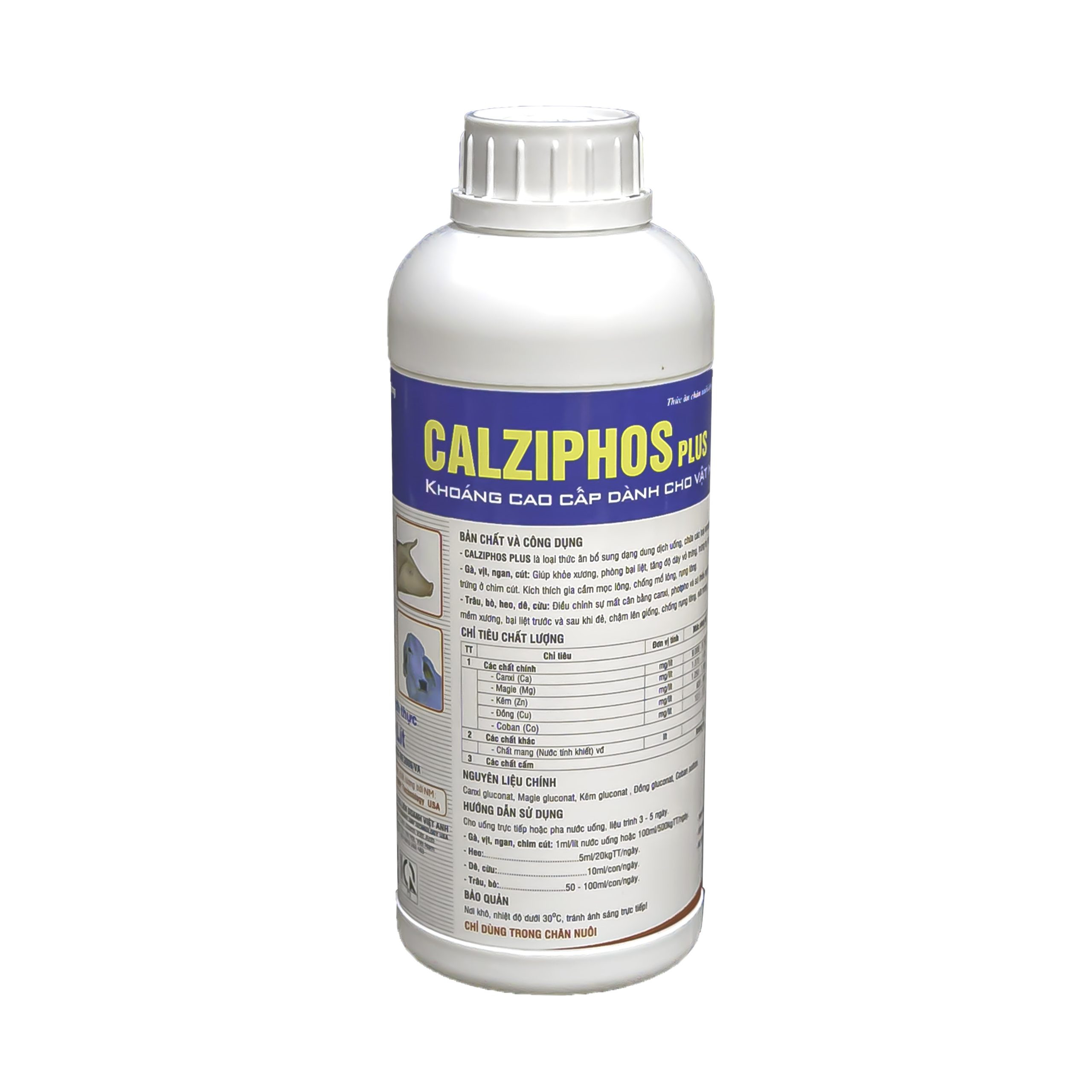 Khoáng cao cấp cho vật nuôi CALZIPHOS PLUS Cung cấp canxi và khoáng chất giúp khỏe xương, phòng bại liệt, dày trứng, kích mọc lông, chống mổ cắn, rụng lông.