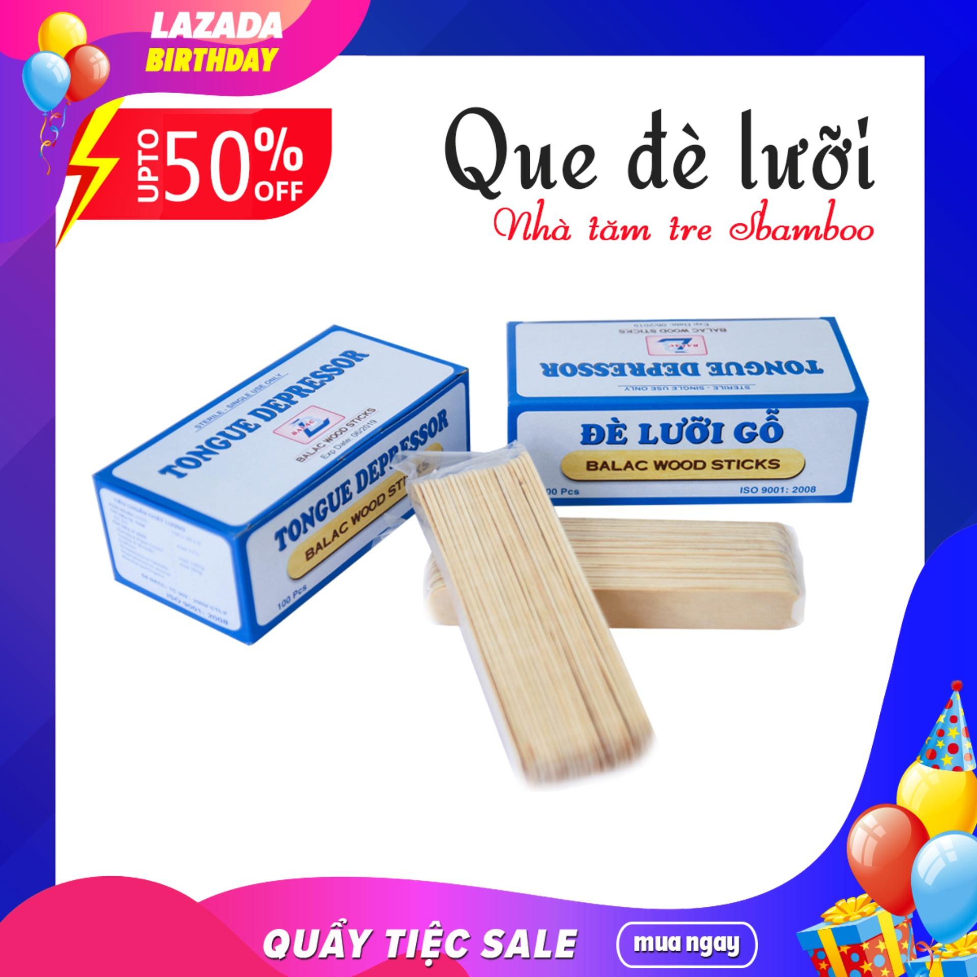 [HCM]Hộp que đè lưỡi gỗ 100 que Sbamboo