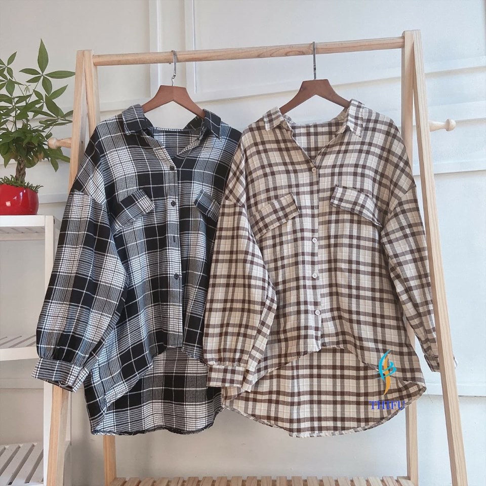 Áo Khoác Sơ Mi Sọc Ca rô Form Rộng Cá Tính Tay Dài