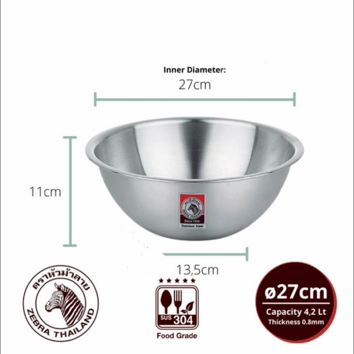 Thau trộn inox 304 Zebra - Thái Lan - Nhiều size
