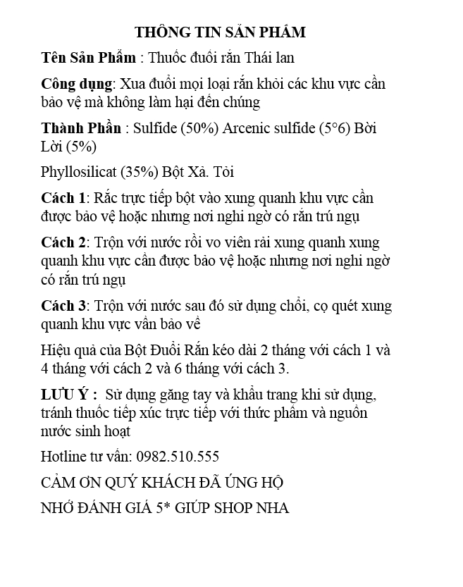 Mồi Đuổi Rắn, Bò Cạp, Rết - Thái Lan