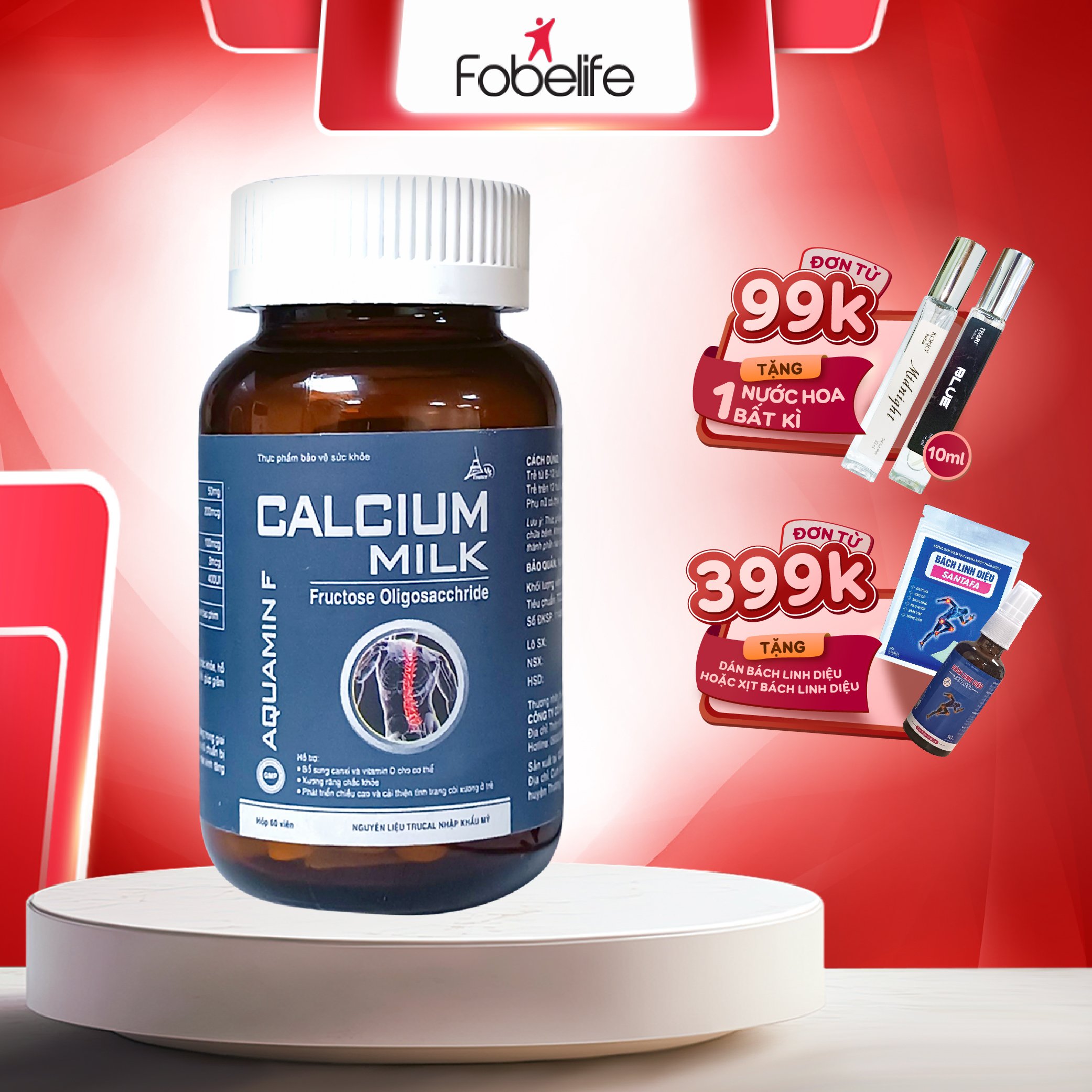 Viên Uống CALCIUM MILK Bổ Sung Canxi Cho Phụ Nữ Mang Thai, Trẻ Em, Người Lớn  - Hộp 60 viên