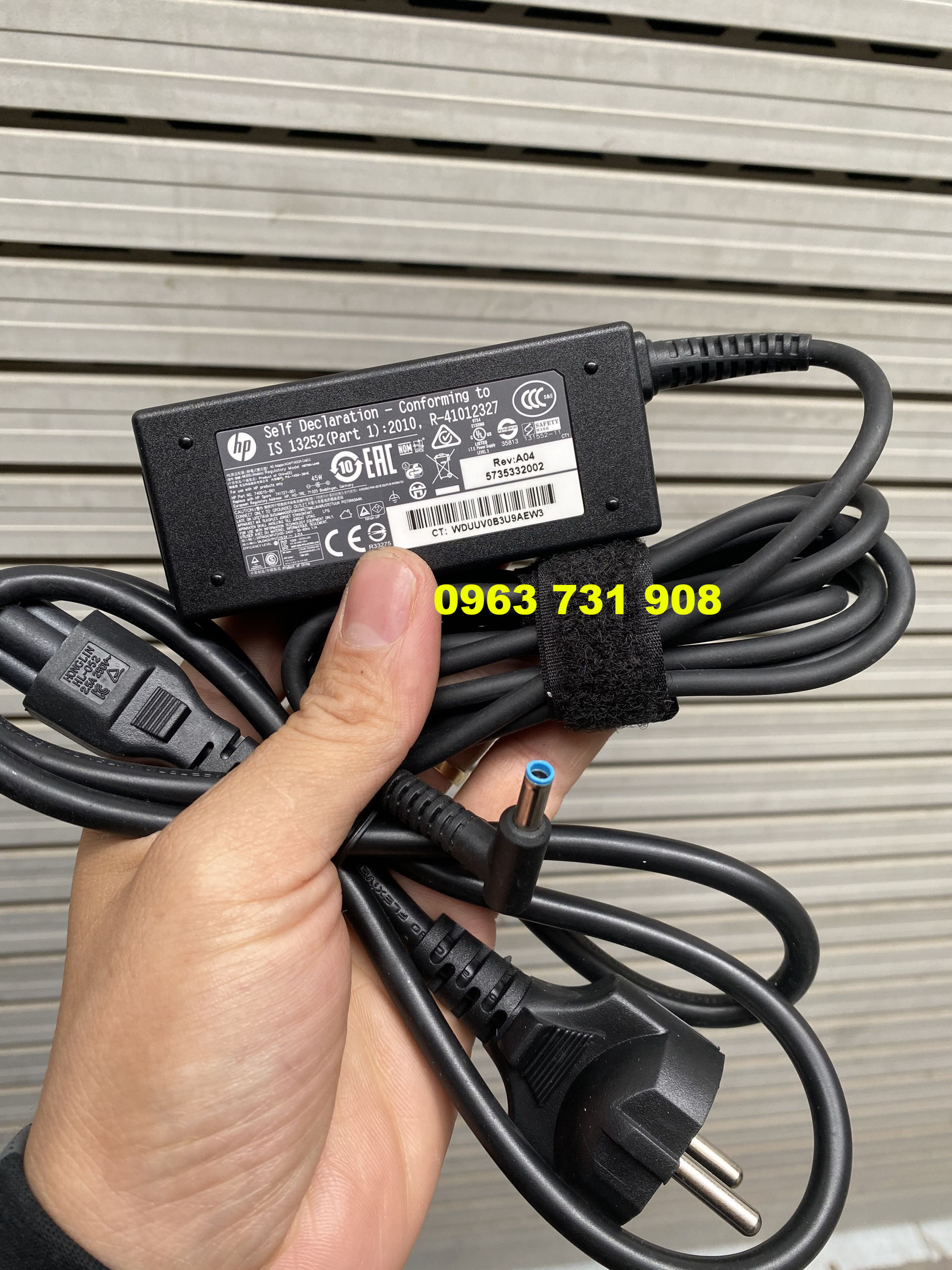 Sạc laptop hp 19.5v-2.31a 45w chân kim xanh