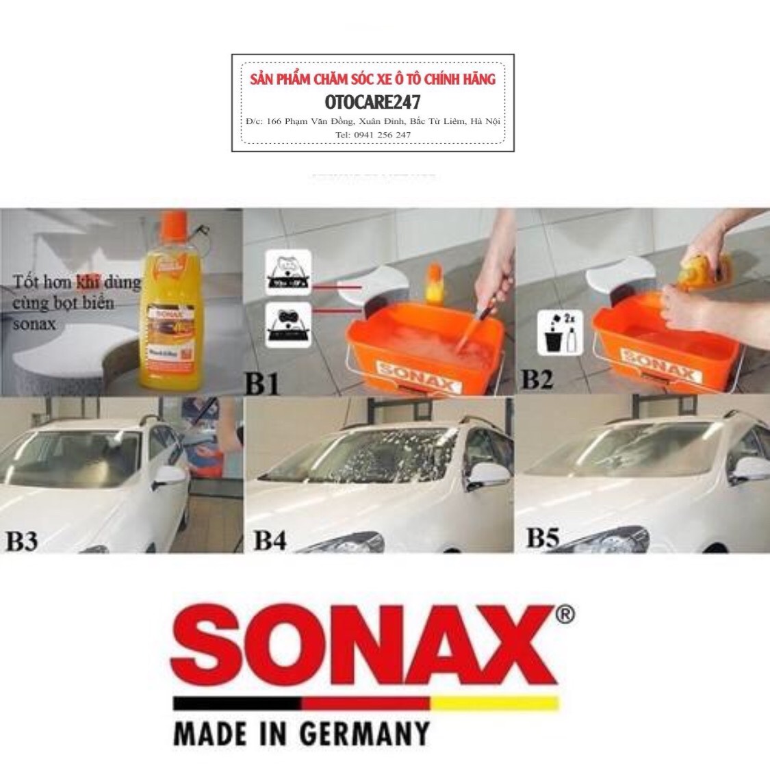 [TẶNG KHĂN LAU XE] NƯỚC RỬA XE SIÊU BÓNG SONAX WASH & WAX 1000ML (VÀNG)