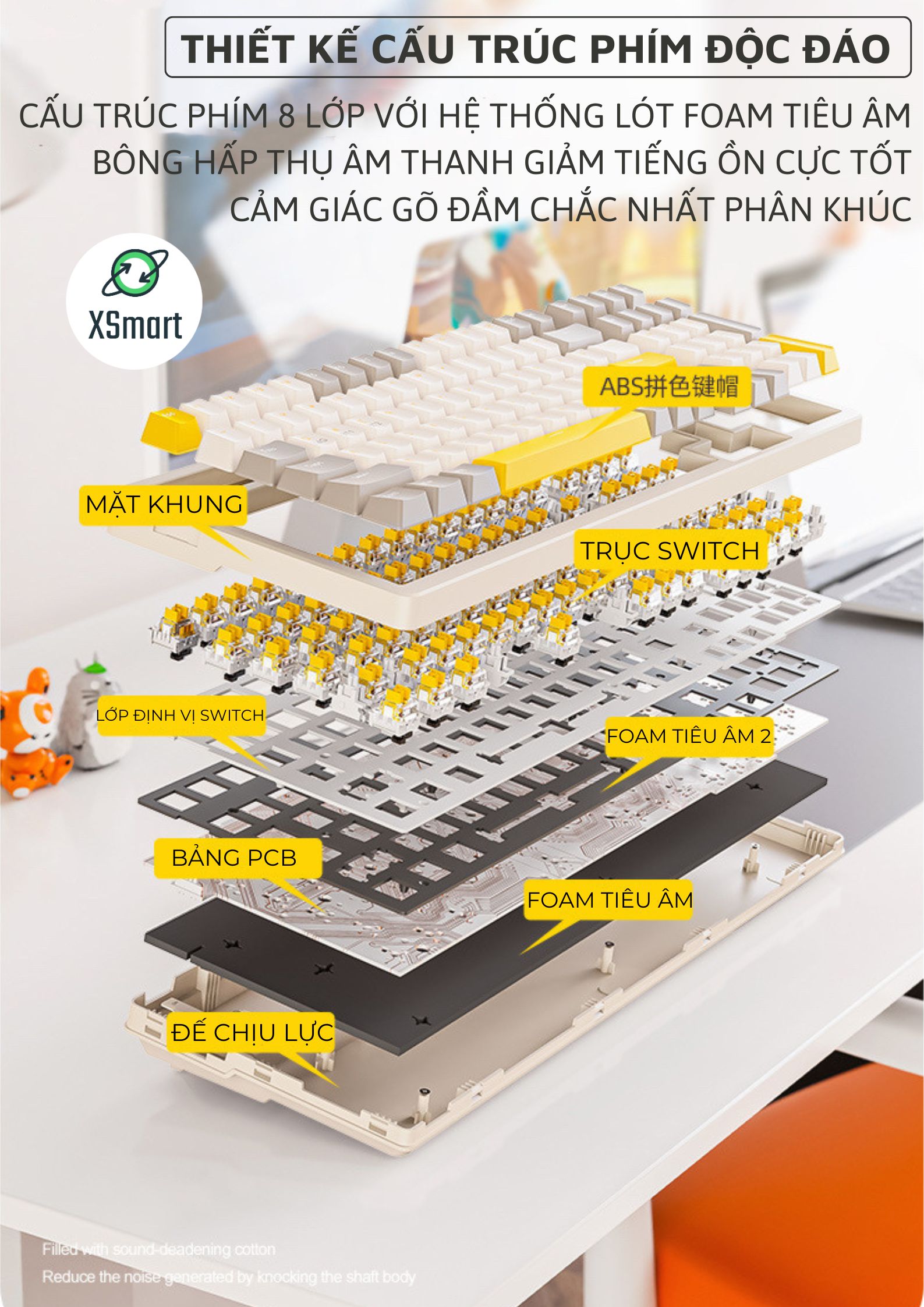 Bàn Phím Cơ Bluetooth Không Dây K96BT Cao Cấp Có HOTSWAP Lót Foam Tiêu Âm, Trục Red Switch