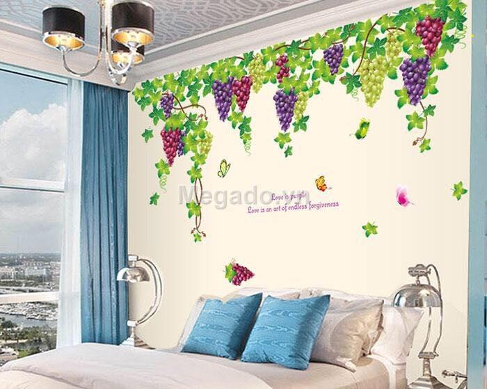 decal dán tường  mẫu giàn nho mới