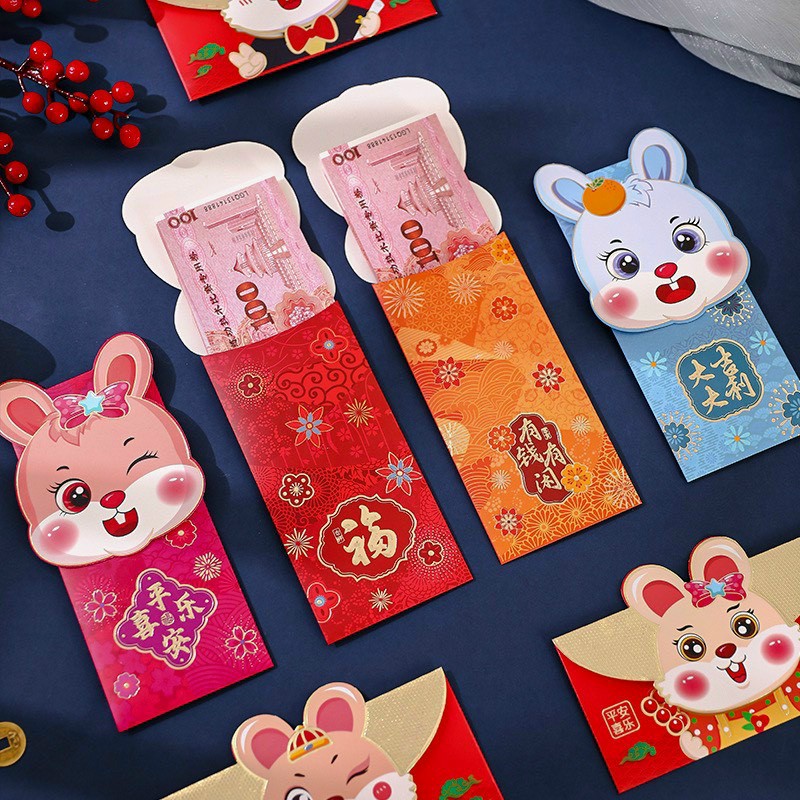 [GÓC DECOR] SET 4 BAO LÌ XÌ THỎ CHIBI CUTE