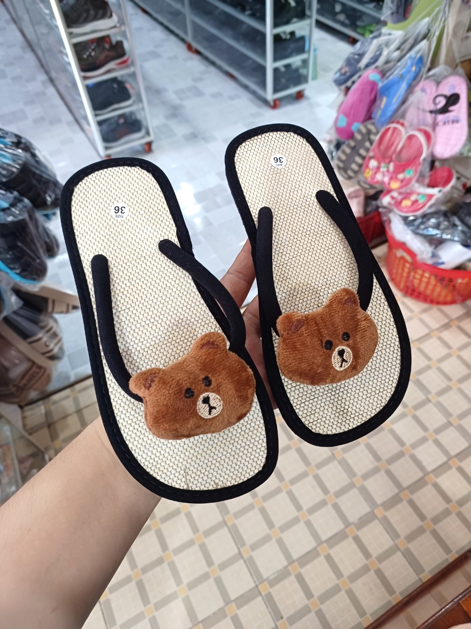 DÉP KẸP NỮ ĐẾ THẤP HÌNH CON GẤU MS 1