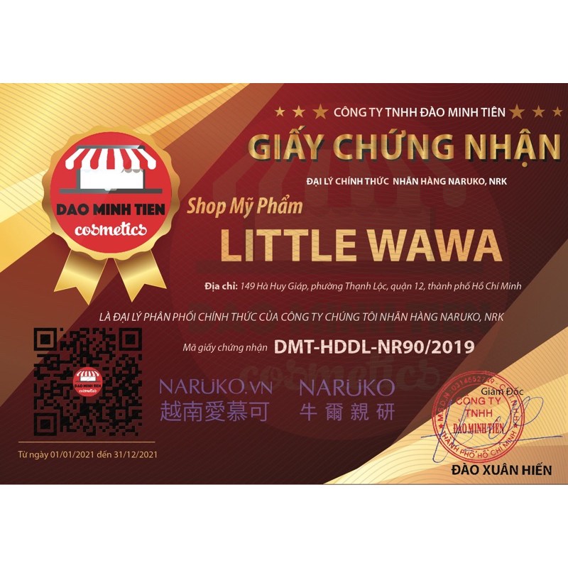 (CHÍNH HÃNG - ĐÀI LOAN) NARUKO MẶT NẠ GIẤY MIẾNG LẺ CÁC LOẠI