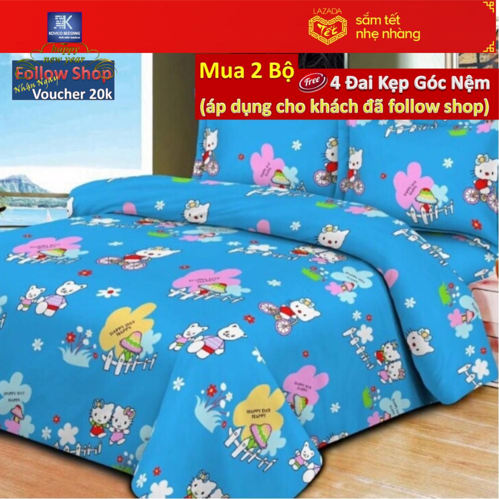 (FreeShip MAX) Bộ ga giường Công viên kitty 180x200cm ( Dành cho nệm cao dưới 12cm)