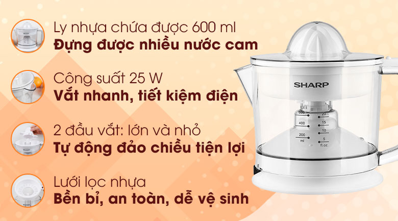 [HCM]Máy Vắt Cam Sharp 0.6 lít
