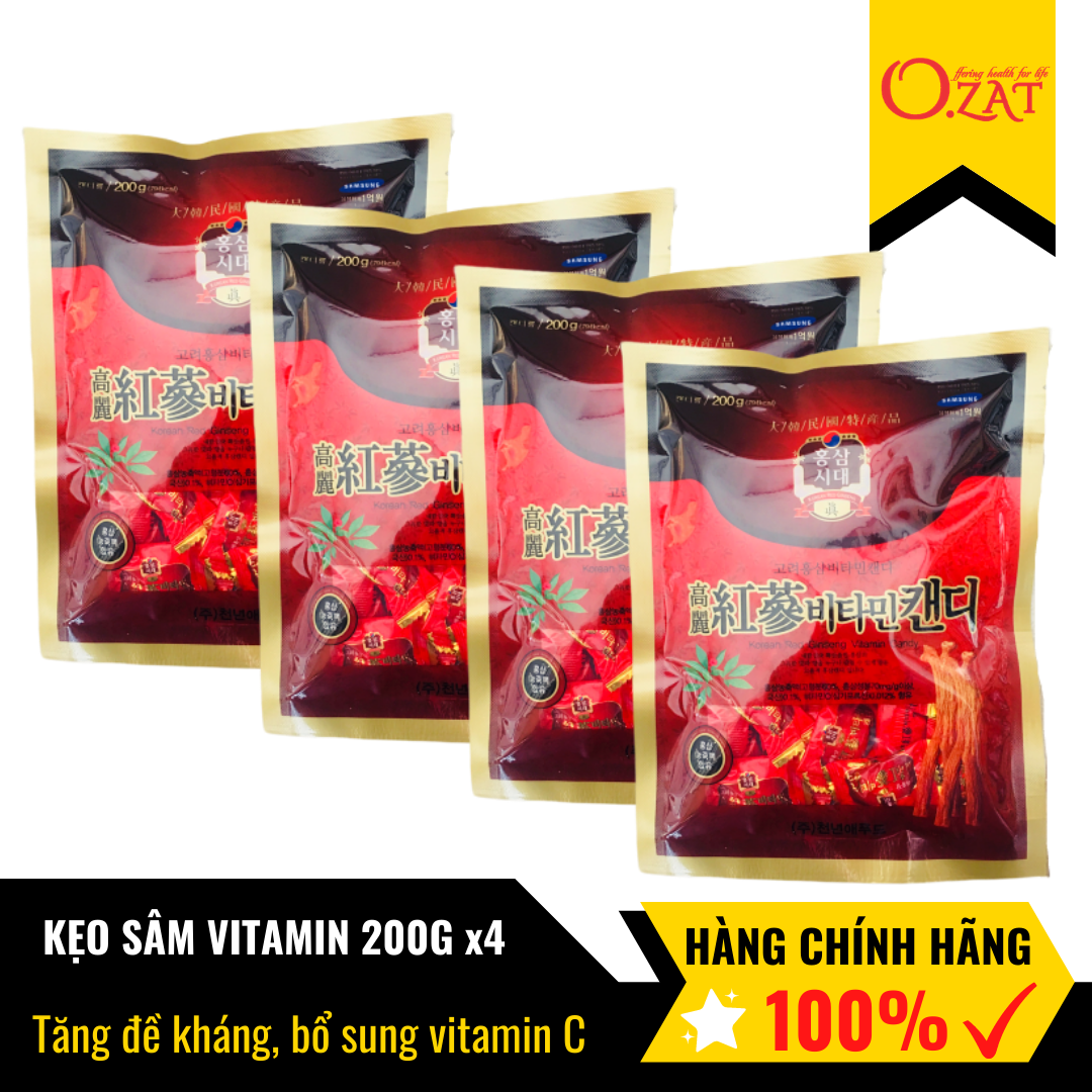 [HCM]Combo 4 bịch kẹo sâm đỏ vitamin Hàn Quốc