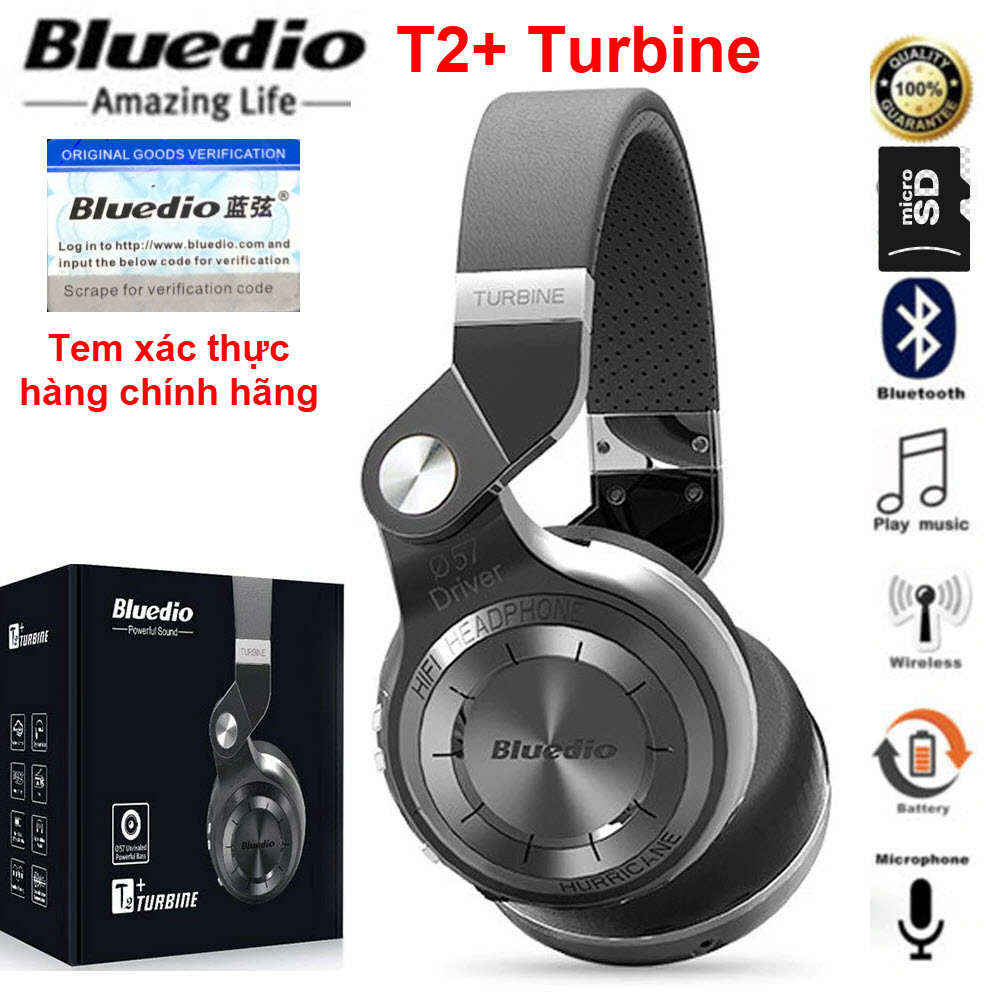 Tai nghe Bluetooth 5.0 Bluedio Turbine T2+blueooth 5.0 âm thanh Streo Bass
