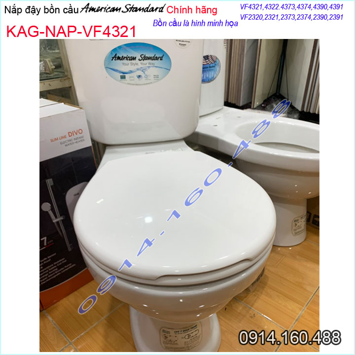 [HCM]Nắp bồn cầu American Standard chính hãng Caravel-KAG-NAP VF4321 nắp bàn cầu Mỹ thân tròn nhựa dày bóng đẹp