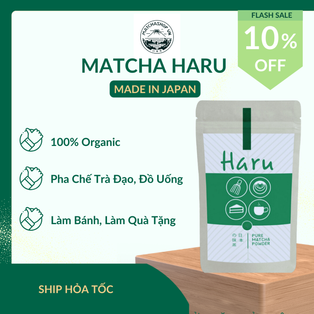Bột Matcha Haru Nhập Khẩu Chính Hãng Nhật Bản, Dùng Pha Chế Đồ Uống , Làm Bánh, Trà Đạo