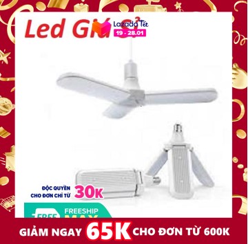 Bóng đèn led hình 3 cánh quạt 36w siêu sáng - bảo hành 1 năm. Nguồn đèn LED chất lượng cao suy giảm ánh sáng tuổi thọ dài.