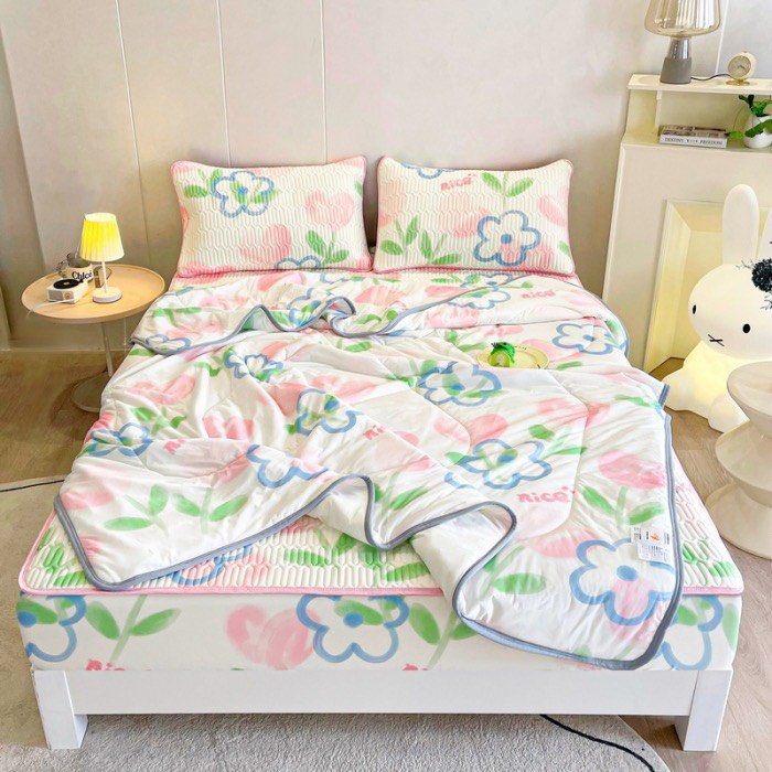 Chiếu điều hoà latex 7d vip kèm chăn thun lạnh siêu mát nhiều mẫu c.a decor store