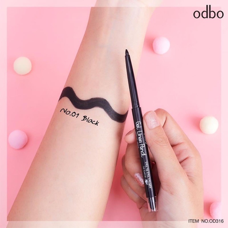 ( mẫu mới )Chì kẻ mắt Odbo dạng sáp Gel Liner Pencil black ( vỏ hộp hồng )