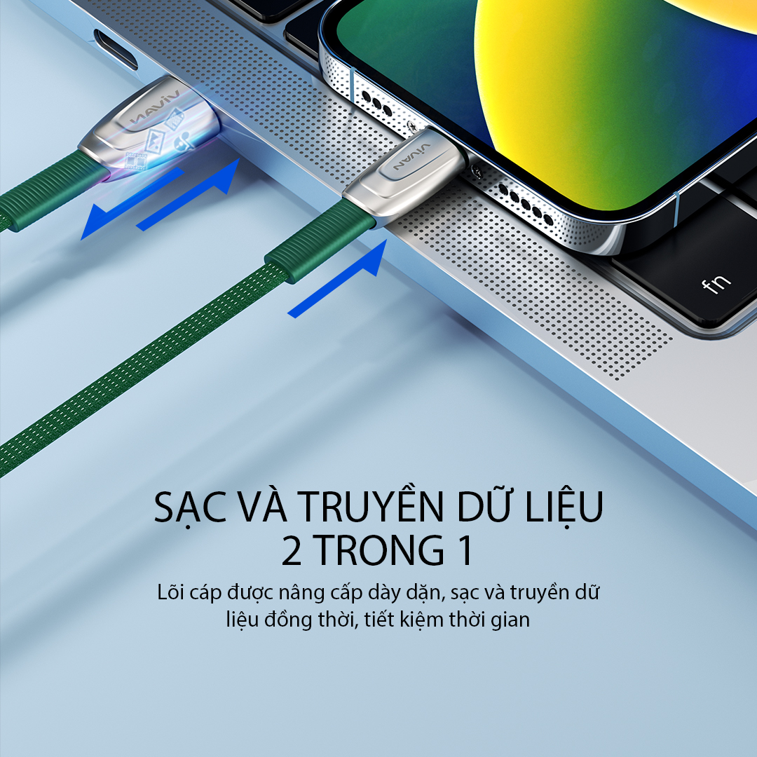 Cáp Sạc Nhanh Iphone/ Type-C/ MICRO USB  VIVAN 3A chiều dài 1m cáp sạc iphone ipad samsung xiaomi oppo vivo huawei chất liệu dây dù chống rối l hàng chính hãng