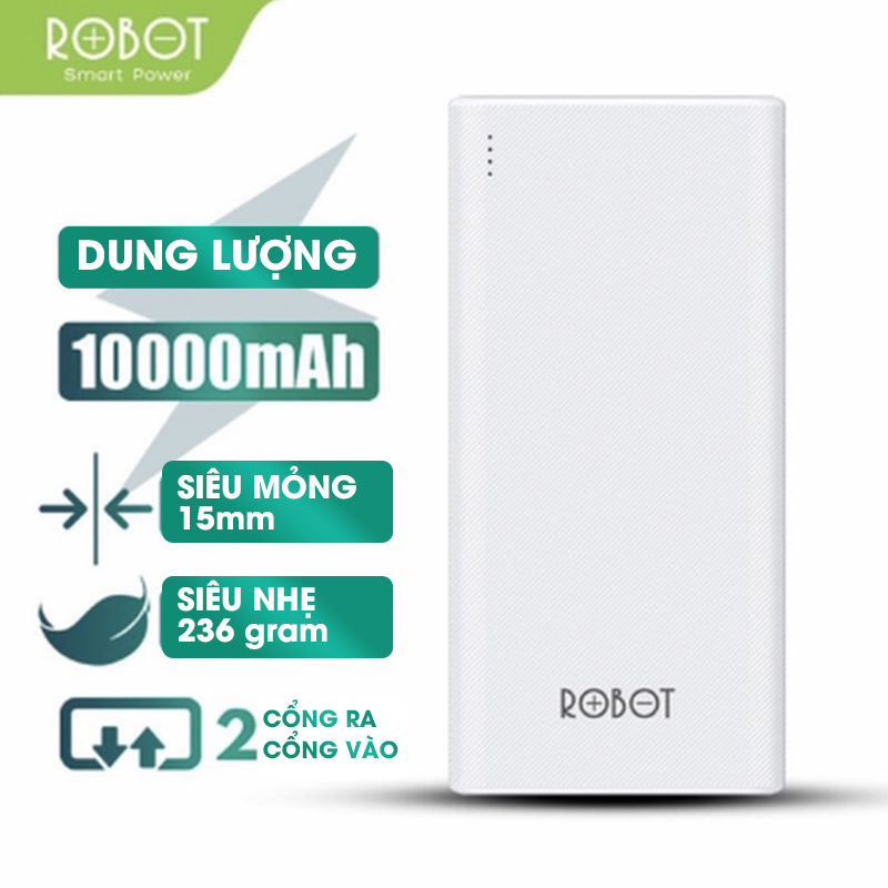 [HCM]Pin Sạc Dự Phòng ROBOT RT170 10.000mAh 2 Output & 2 Input