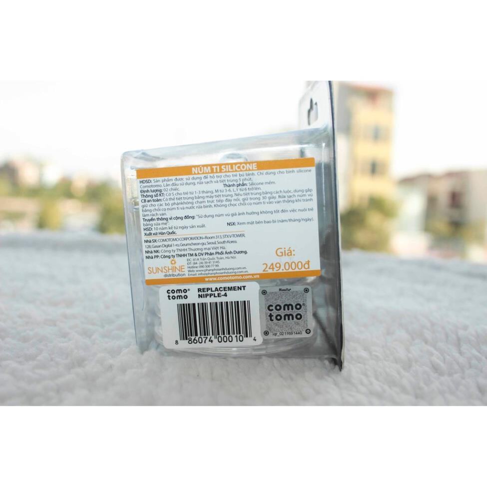 Hộp 2 núm ti siêu mềm thay thế bình sữa comotomo (đủ size 1, 2,3,,y cắt)